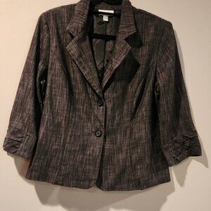 DRESSBARN womans lined suit jacket in black and gray marled coloring